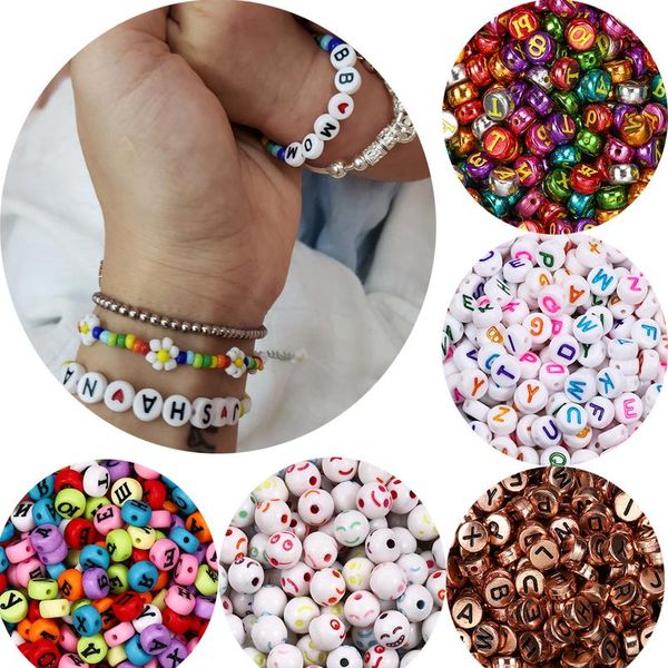 

120pcs round flat acrylic letter beads alphabet spacer loose beads for diy jewelry making finding supplies bracelet acc bbynub