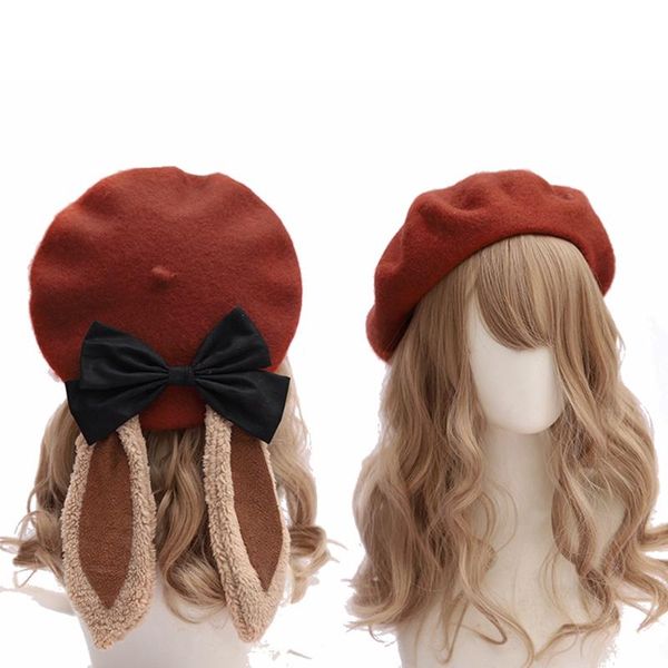 

berets girls ears lolita beret hat, Blue;gray