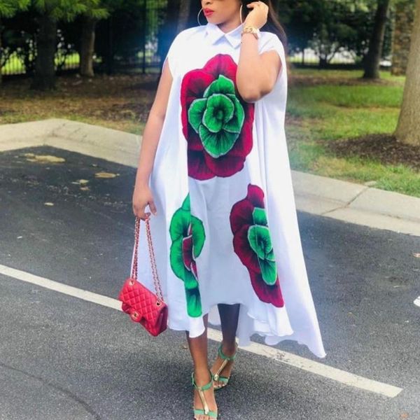 

large size loose printed dresses women fashion white summer fashion plus size african female xxxl floral female robes vestidos, Black;gray