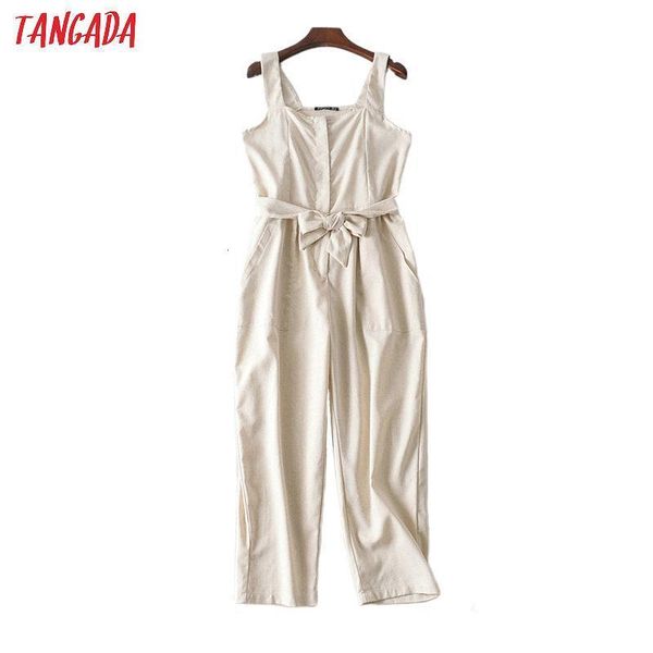 

women summer solid cotton linen long jumpsuit strap sleeveless female casual jumpsuit ja127 drop shipping good quality, Black;white
