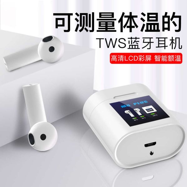 

new body temperature gun m6plus bluetooth 5.0 sports touch thermometer binaural wirels headset