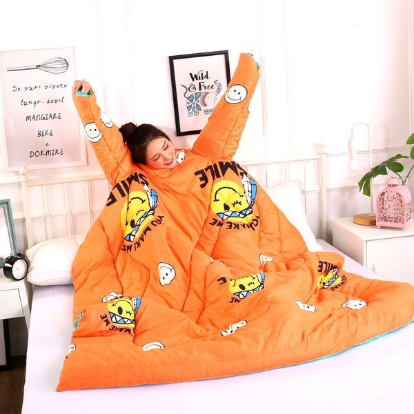

adorehouse winter lazy quilt with sleeves multifunction warm cape cloak nap dormitory mantle covered blanket