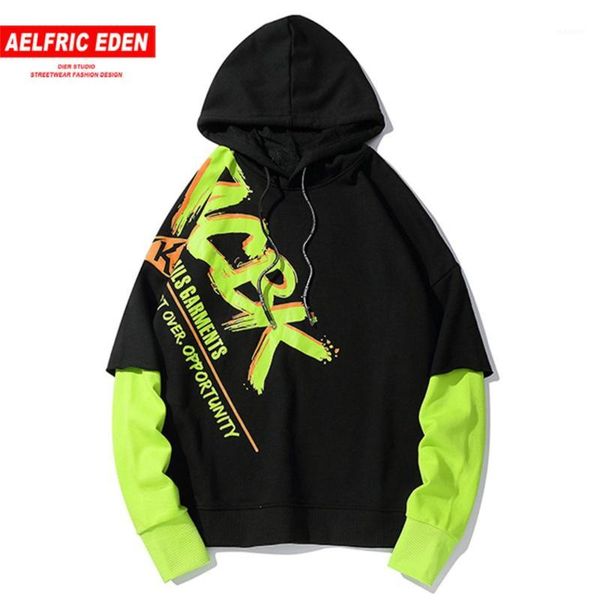 

aelfric eden fashion letter printed mens hooded sweatshirts 2019 harajuku streetwear hoodies hip hop male casual cotton pullover1, Black