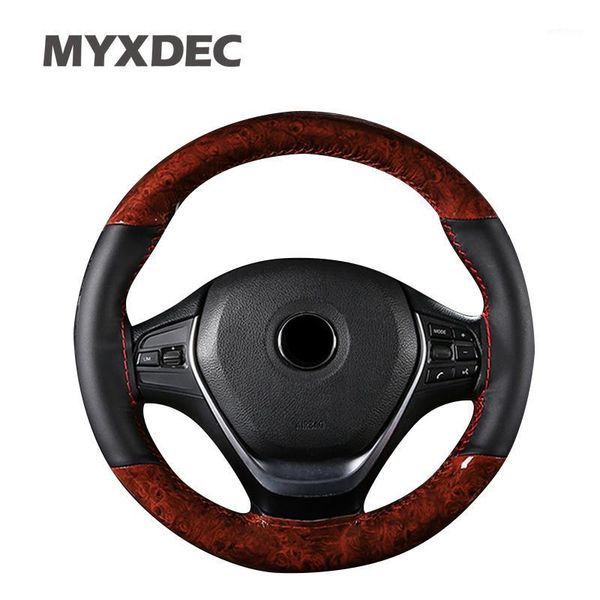 

automobile wooden pattern car steering wheel covers genuine leather non-slip universal for car styling 37-38cm steering-wheel1