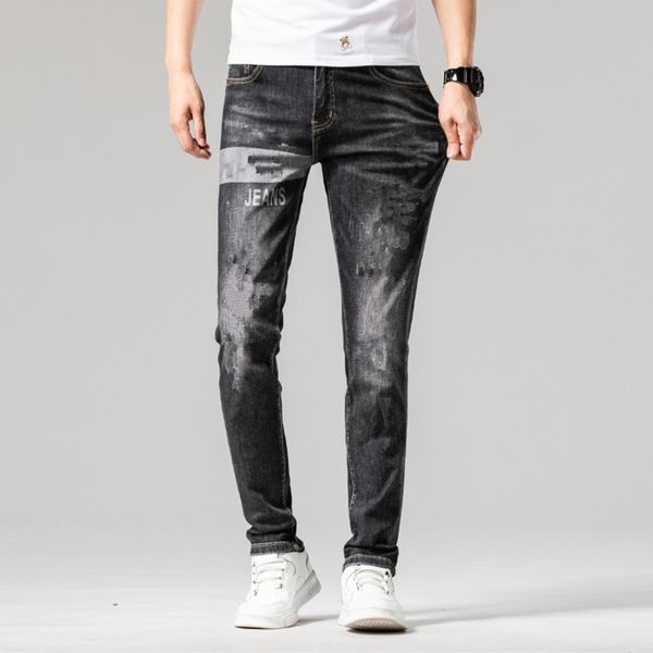 

Digner Mens Jeans College style Leisure Fit Slim-leg Men Casual Solid Classic Straight Denim Dign Trousers Size 29-40, Blue