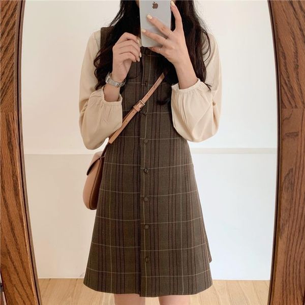 

2019 new s xl spring robe femme boho sleeveless plaid vintage women dresses female dress square neck sundress robe femme vestido, Gray