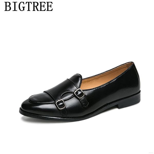 

italian loafers men slip dress elegant shoes for men formal coiffeur double monk strap shoes office 2020, Black