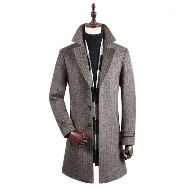 

winter 2020 new middle-aged men's woollen and woollen coat business leisure long coat men's clothing wholesale1, Black