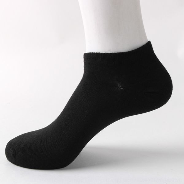 

lva58 spring and summer cotton sports breathable sweat-absorbent boat cotton solid men's short boat color socks tube men's socks s, Black