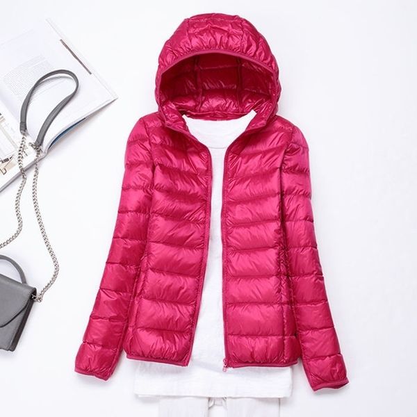 

middle aged and elderly light down jacket women's short hooded stand collar warm down jacket women's coat 201030, Black