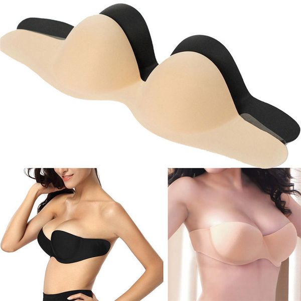 Reggiseno senza spalline invisibile autoadesivo tinta unita da donna push up silicone Backless stick On Gel Busty Boob Intimates Accessori 201202