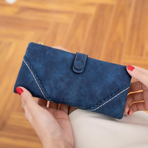 

wallets frosted wallet female long style korean version 2021 student multi-function women's hand three fold carteras de mujer, Red;black