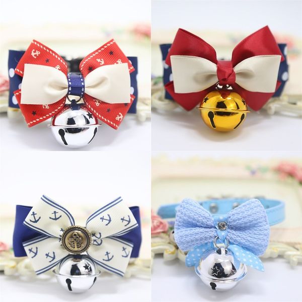 

cat collars with bells bow tie cats bow tie safety elastic bowtie bell multi colors pet supplies puppy kitten bell bowknot collar 226 g2