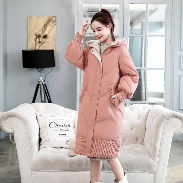 

fashion women clothing mid-length winter jacket ladies 2020 new over-the-knee bread clothing loose and thick woman jacket, Black