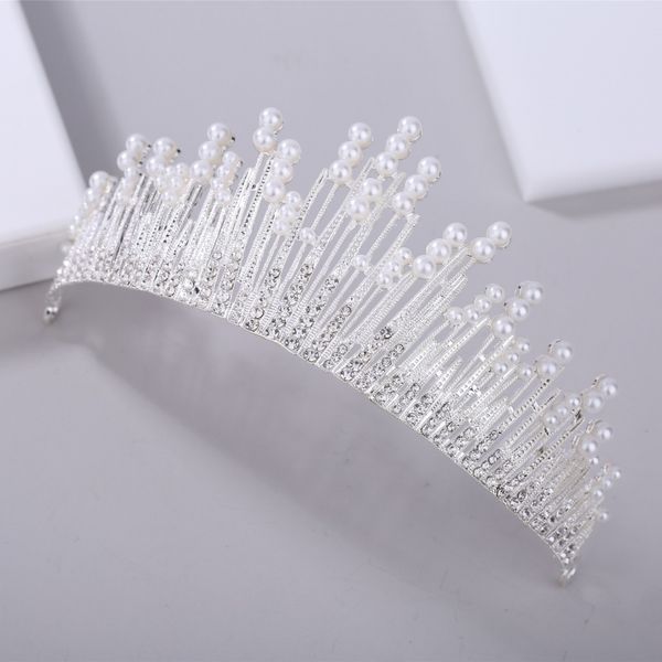 

tiktok, bride's crown, head, european style diamond, pearl alloy, crown wedding dress, p studio, Silver