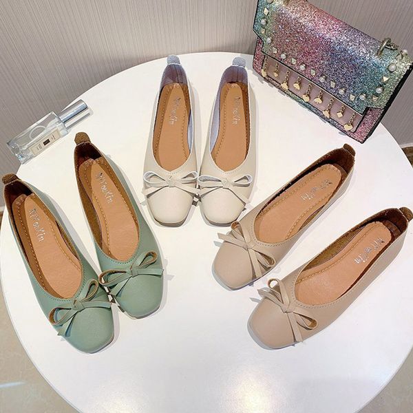

women bow flats leather slip on flat shoes for woman shallow single shoes butterfly knot loafers green ladies boat shoes 8491n, Black