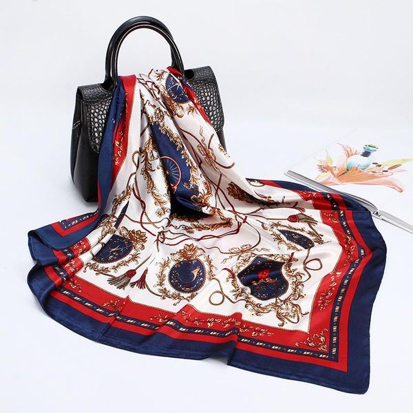 

шелковый шарф женщины foulard 90 * 90см квадратная голова шарф дамы шаль обруча глушитель парео бандану женский шифона хиджаб пончо шерсти, Blue;gray