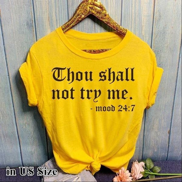 

thou shall not try me letter print t shirt women short sleeve o neck loose tshirt summer fashion women tee shirt, White