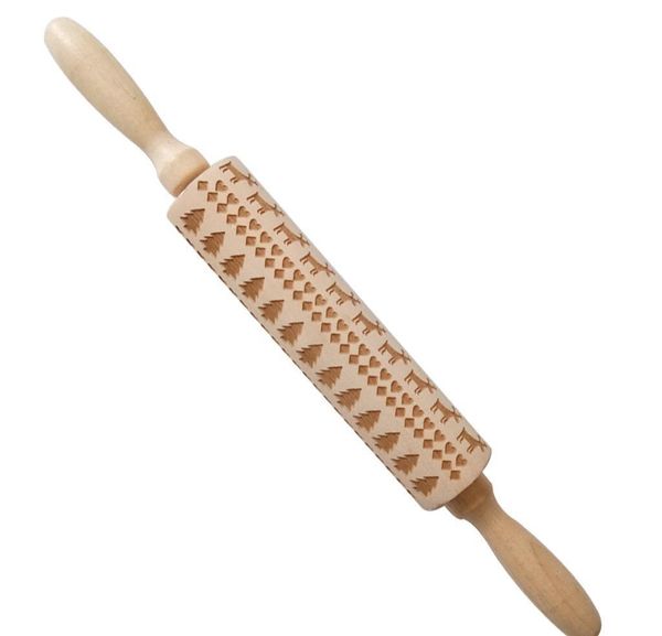 

embossing rolling pin merry christmas decorations cookies biscuit fondant cake dough engraved roller elk wooden bak wmtwhy dayupshop
