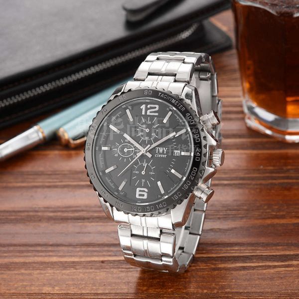 

fashion men's metal simple new quartz refined steel business mechanical watch multi color options97xv, Slivery;brown