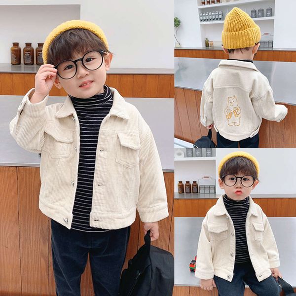 

autumn boys lapel corduroy new coat bear cardigan baby children's ia003, Black