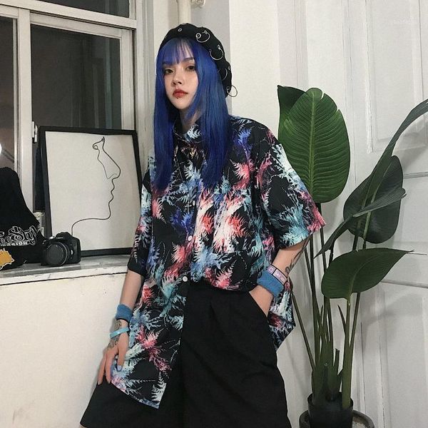 

nicemix hip hop summer shirts women harajuku blouse women dragon print short sleeve blouses shirts female streetwear 1, White