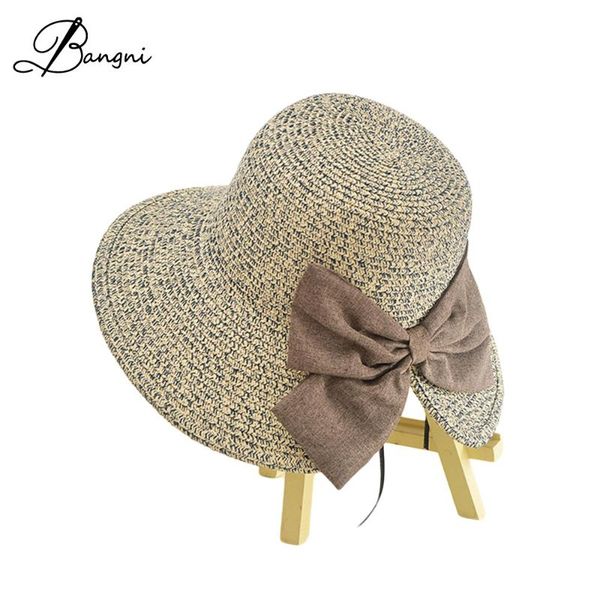 

2020 new summer straw caps for women lovely big bowknot girls beach hat large wide brim bow panama sun hats bone chapeau femme, Blue;gray