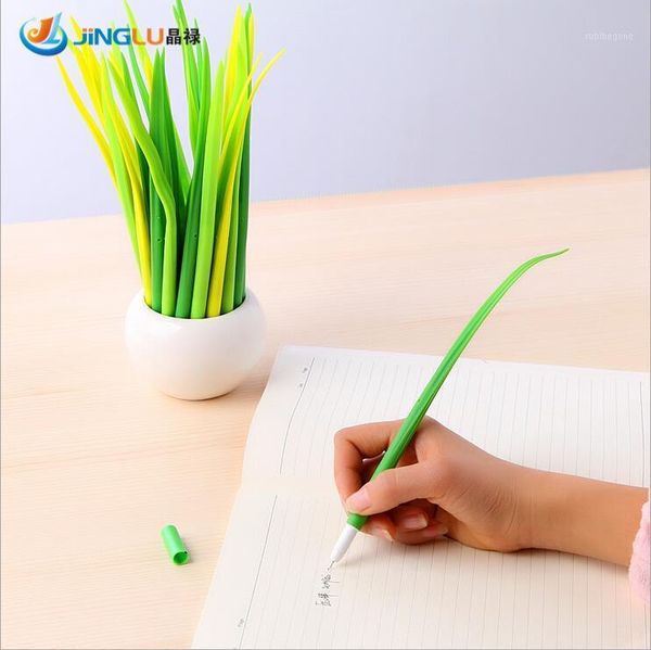 Penas de gel 5 pcs 0.38mm tinta preta minúscula grama verde caneta lâmina de vasos papelaria caneta escritório escola acessórios1