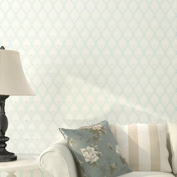 

modern chinese style grid wallpapers roll beige blue non woven small damask floral lattice wall paper for living room walls