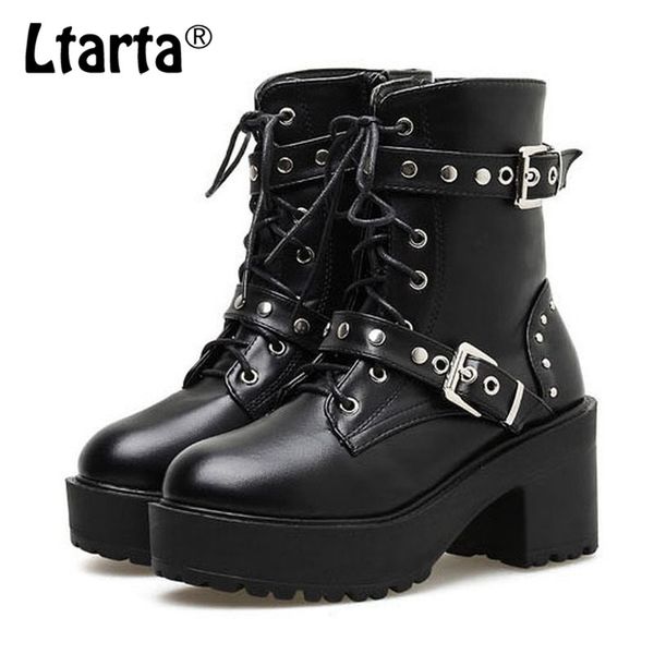 

boots ltarta 2021 women black platform autumn winter classic thick waterproof high heel -769-15