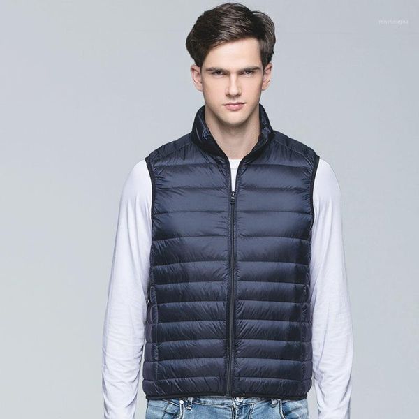 

2019 new men's sleeveless ultralight 90% white duck down warm vest men's casual vest warm jacket outwear waistcoat1, Black
