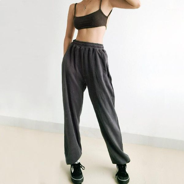 

women adjustable drawstring cuffs joggers casual sweatpants1, Black;white