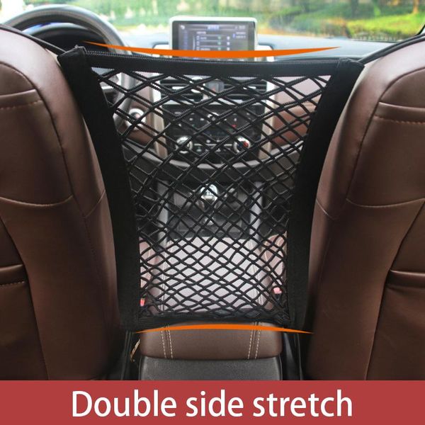 

car front seat storage block net pocket universal double storage net bag organizer car interior accessories