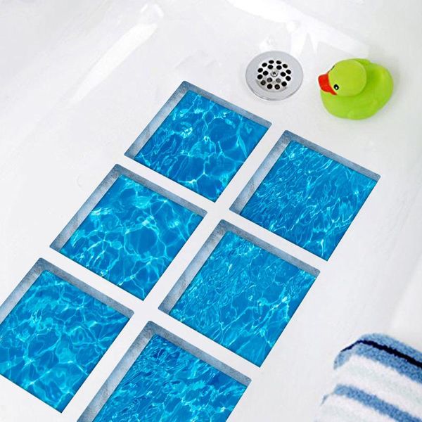 

3d bathtub stickers,anti slip waterproof self-adhesive tub decals,ripple ocean bath mats bathroom for kid,6pcs 15x15cm