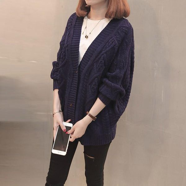 

women's knits & tees autumn knit sweater women 2021 fashion harajuku loose warm cardigan college casual long sleeve winter coat, White