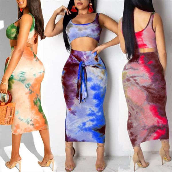 

women 2pcs crop midi skirt bodycon dress summer slim fit party set 3 styles, Gray