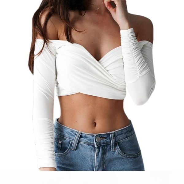 

x201711 2017 short women 90s bodycon t shirts crop womens fashion t-shirt female v-neck casual slim party club gv825, White