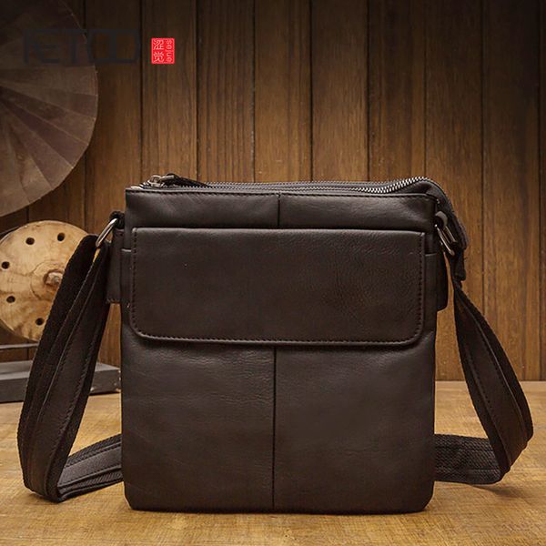

hbp aetoo cowhide shoulder bag, men's simple casual messenger bag, large-capacity fashion men's bag