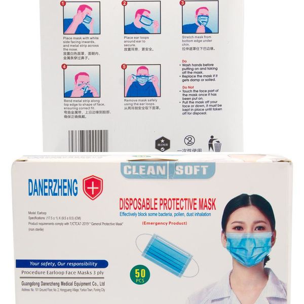 

unisexwith loop disposable elastic ear face 3 masks ply breathable and comfortable for blocking dust air pollution protection pack
