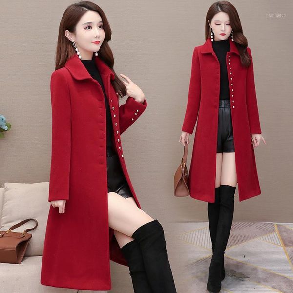 

the wealthy woman imitated mink wool cloth coat female noble western style 2020 new popular qiu dong han edition coat1, Black