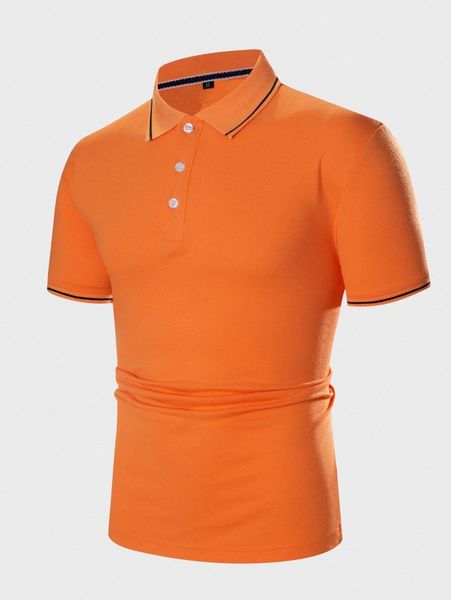 

men contrast trim polo shirt j21d#, White;black