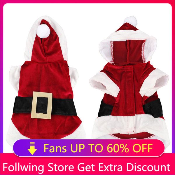 

pet christmas clothes for small large dogs cute santa winter costume hooded coat jackets puppy clothing dog supplies