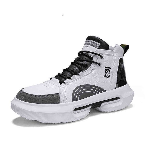 

korean leisure sports basketball shoes fashion personalized men's characteristic trend board increased youth leather, Black