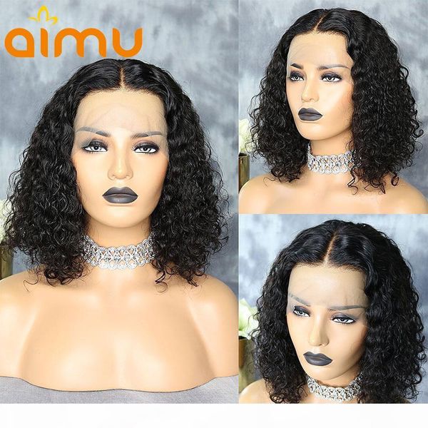 

short curly bob wig 13x4 lace front human hair wigs for black women glueless 4x4 closure wig 150 density pre plucked remy hair, Black;brown
