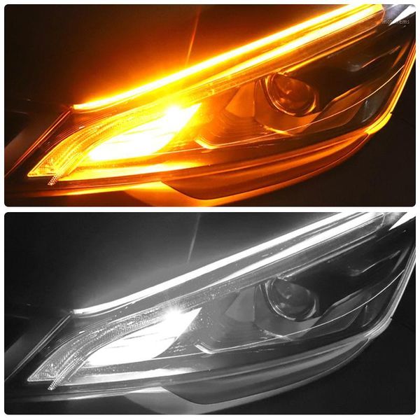 

2x for 206 207 208 301 306 308 406 407 408 3008 2008 4007 car flexible drl flowing amber day light turn signal light1