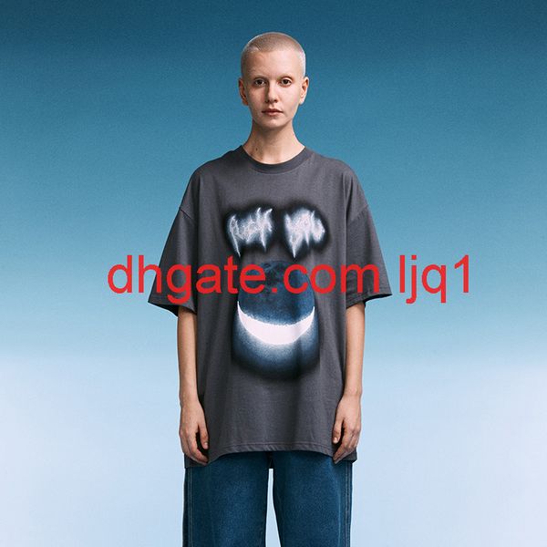 

wxwovdy 20ss trendy letter print street hip hop short sleeve t-shirt men's loose round neck graphic top, Black