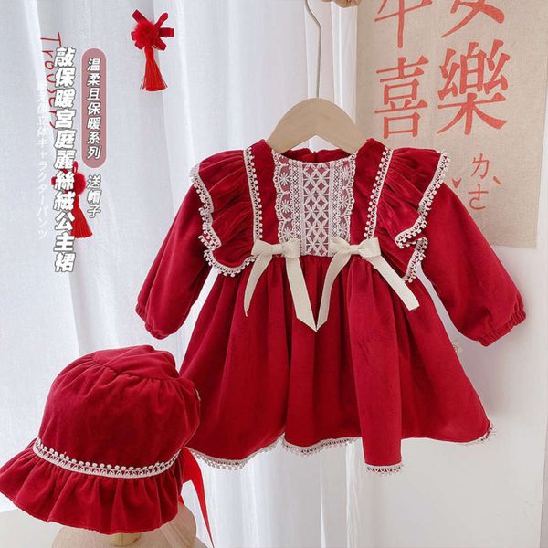 

girls' veet winter plush baby girl's first year princs drs hat cq018, Red;yellow