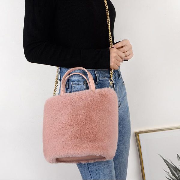 

retro winter faux fur leather ladies small handbags luxury designer crossbody bag for women fashion female plush shoulder bags