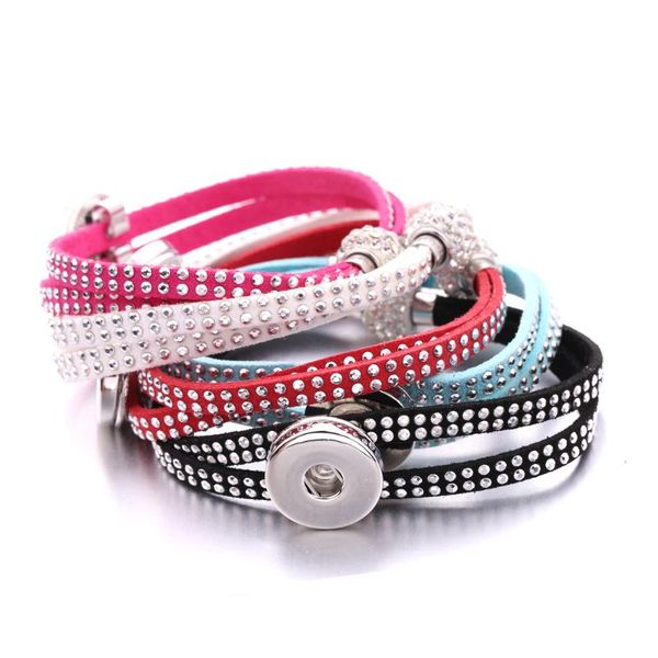 

18mm new korean velvet christmas crystal snap button bracelet xh5733 bobosgirl, Black