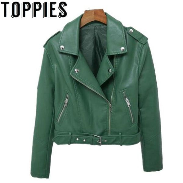 

spring women fashion pu leather biker jackets red leather coat 201030, Black